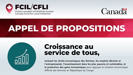 CanadaRDC's tweet photo. 📢Appel de propositions des projets en République  du Congo🇨🇬

⏺️Le Fonds Canadiens d’initiatives locales FCIL 2024-2025🇨🇦🇨🇬

🗓️Date limite: 5 juin 2024 à 23 h 59 (GMT)

🎯Consultez le lien pour tous les détails :https://t.co/EGoR5J8e0m https://t.co/EupAvXwvMt