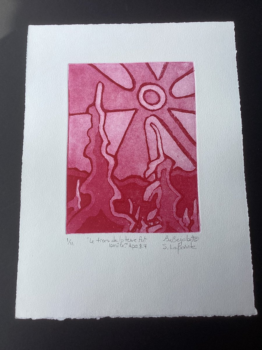 bebejabets's tweet photo. «Le tiers de la terre fut brûlé» #Apocalypse 8.7
#Œuvre originale papier signée par #artiste #Quebecoise #Bebejabets #Quebec
#Eauforte #aquatinte #Gravure
28 cm x 21cm la feuille
65 $ CAN chaque ed. de 11. sans cadre. Possible d’expédier par courrier. Autres couleurs dispo. https://t.co/vDbwzLbGkm