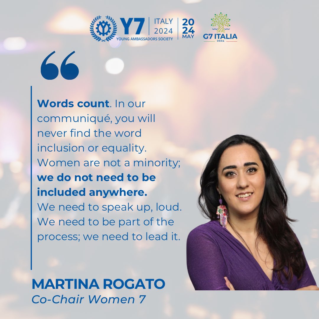 <a href="/Martirog/">Martina Rogato</a>, Co-Chair of <a href="/Women7official/">Women 7</a>, highlighted the importance of using the right words when talking about inclusivity and the relevance of financing inclusive initiatives!

Day 2 reinforced the importance of collective action in addressing global challenges for a just future