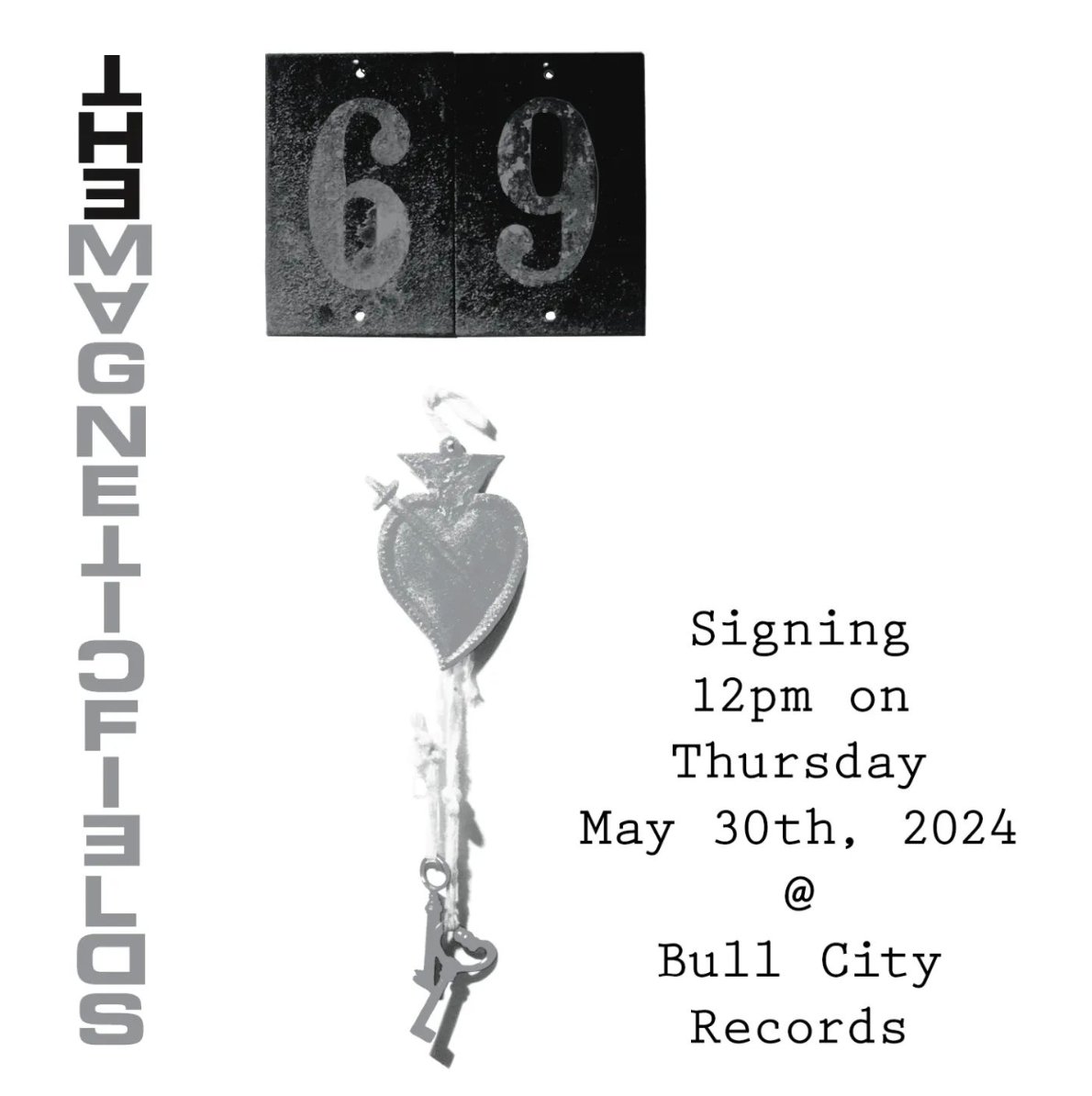 Announcing: @TheMagFields in-store signing! Thursday 5/30 at @bullcityrecords, 12-1 PM. Free & Open to the Public! Bring your records, or better yet, pick some up! The band is playing 69 Love Songs over two nights at @CarolinaDurham on 5/29 + 30! Tix: tinyurl.com/3bmruxzf