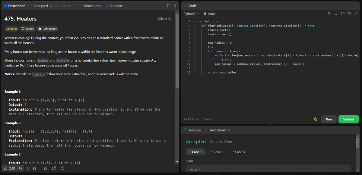 akhand_4795's tweet photo. 🌟Day of 55 my '60 Day DSA Challenge' complete!
Today's challenges tackled on LeetCode:💡🚀

1. Problem No. 2597 - The Number of Beautiful Subsets
2. Problem No. 475 - Heaters

#60DayDSAChallenge #Python #LeetCode #DataStructures #Algorithms #ProblemSolving #Progress #Day55 https://t.co/QdzhhF1wfS