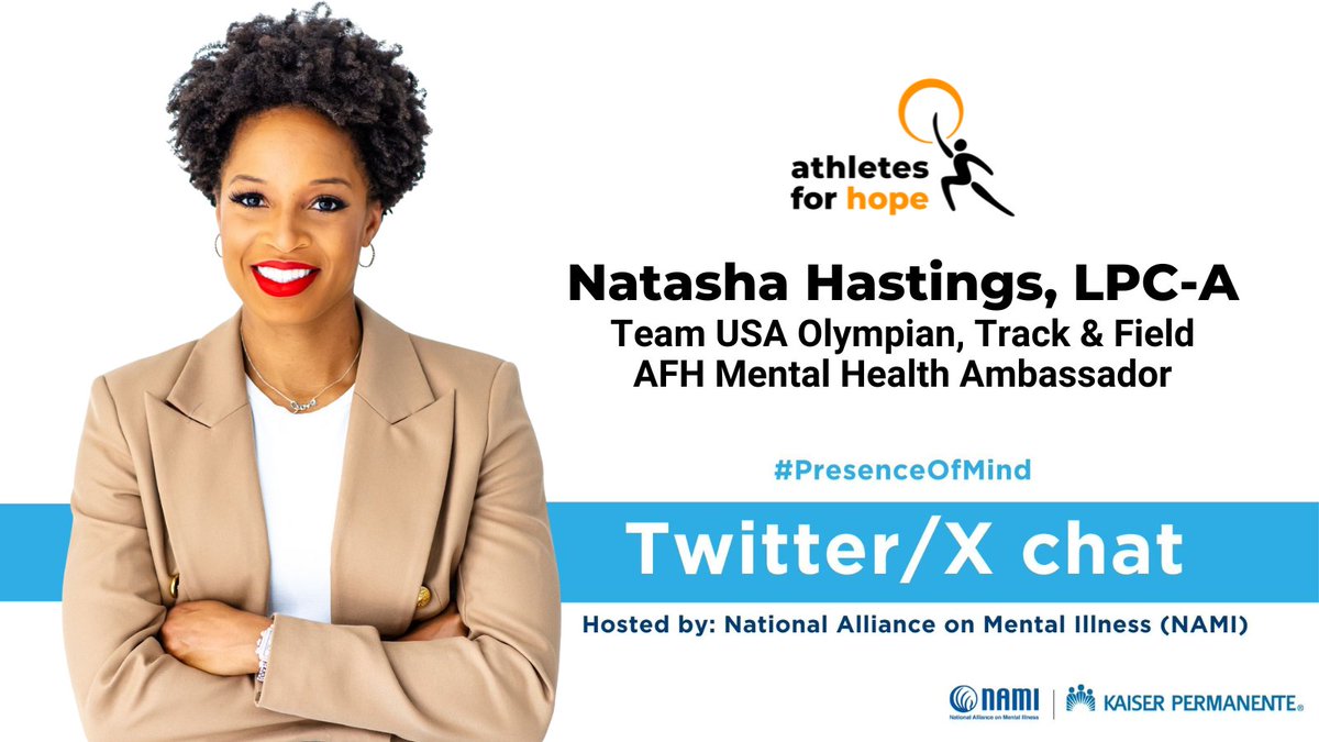 Hey everyone! @natashahastings here, taking over the AFH account to participate in @NAMICommunicate’s #PresenceOfMind chat today. Can’t wait to get start in a few minutes! P.S. During today's chat, I'll sign posts from me as '-NH' 🤗