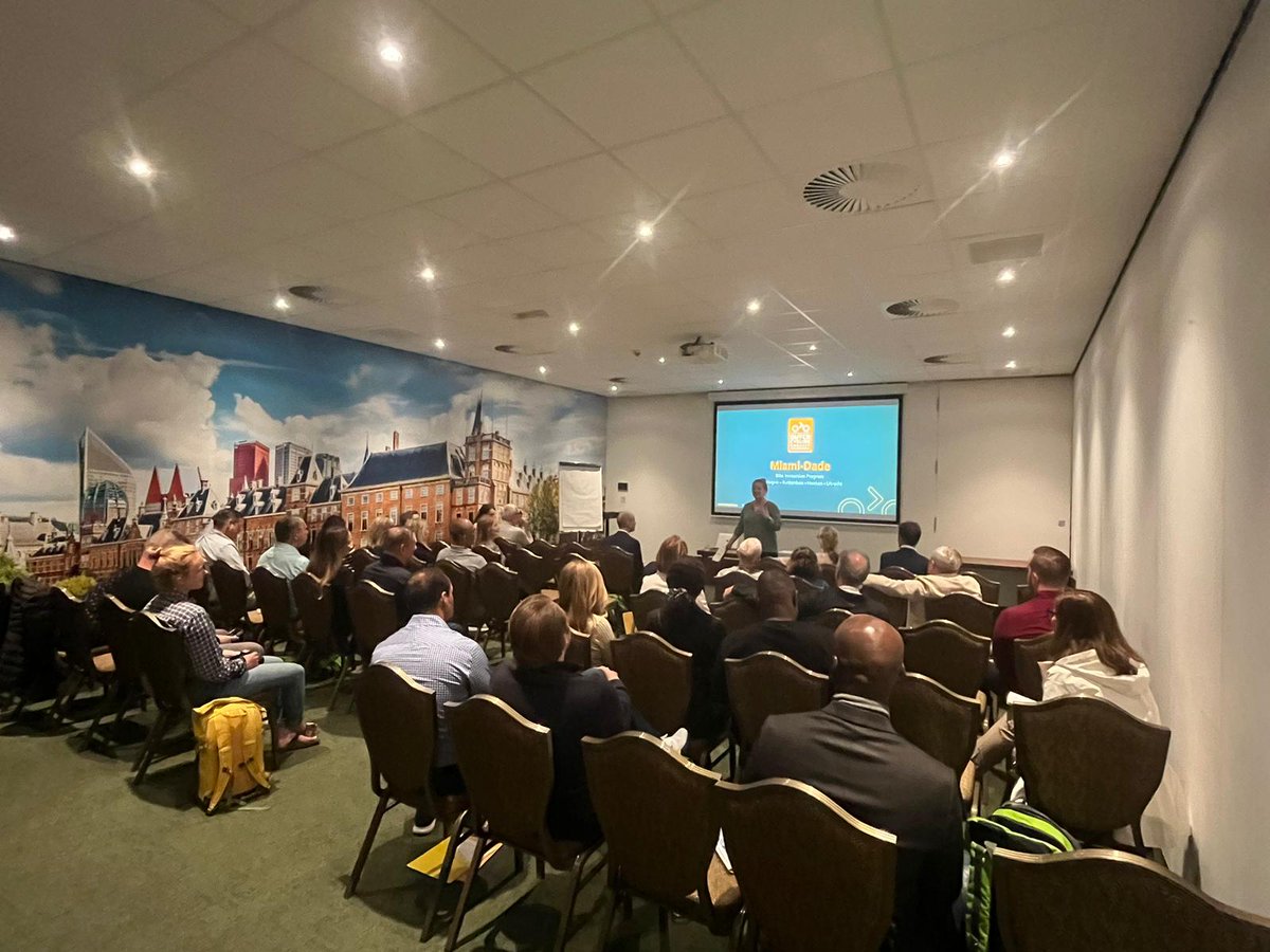 Day 1 of the Miami-Dade TPO’s Bike Immersion Program included talks on the Netherlands' cycling policies by Nanja Piek and Chris Bruntlett, followed by a discussion from City of The Hague's Arjen Kapteijns and Rinse Gorter, and an 11-mile bike ride. #MiamiDadeTPO #SMARTRegion