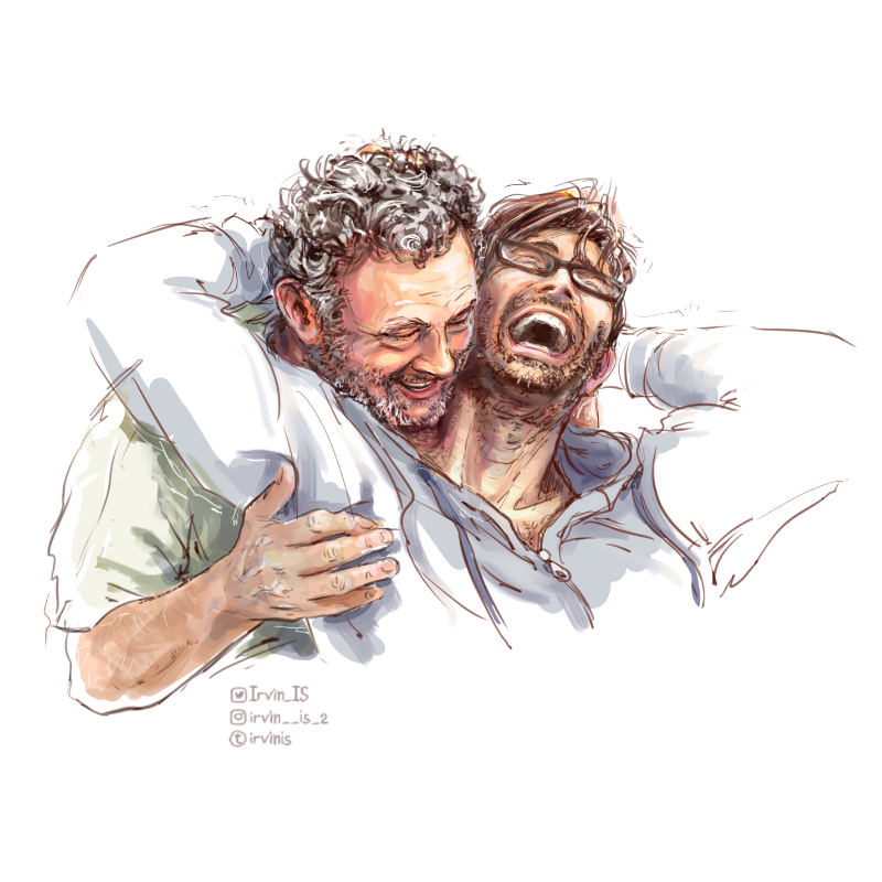 Miss you #davidtennant #michaelsheen #inaffablehusbands #fanart