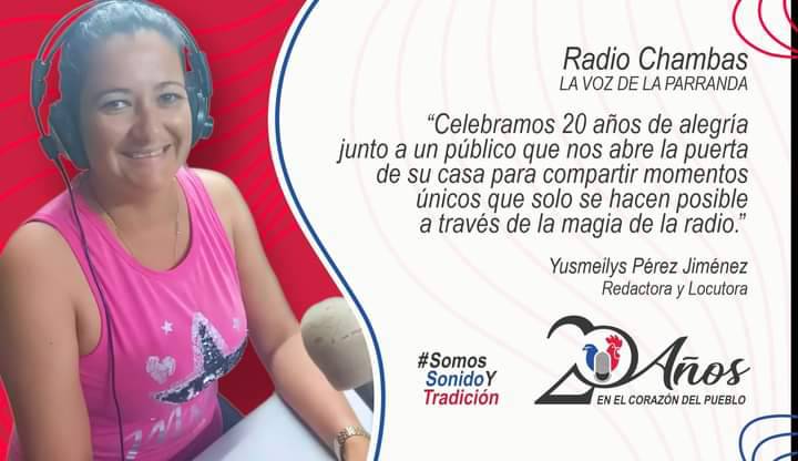 Nuestra gente de Chambas, la gente de la radio, está por cumplir 20 años de transmisión ininterrumpida el próximo 31 de mayo.

¡Feliz aniversario Radio Chambas!
#SomosSonidoYTradición
#CiegoDeÁvila