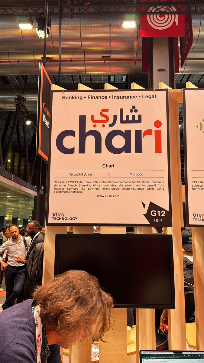 ChariMaroc's tweet photo. ✨Greetings from Chari's booth at @VivaTech !
🚀 If you are at VivaTech, stop by our booth to experience firsthand how we are shaping the future of FinTech and e-commerce in Francophone Africa.
📍 Booth: G12-002 next to the orange booth at the entrance to hall 1 https://t.co/JiCv0UDp4y
