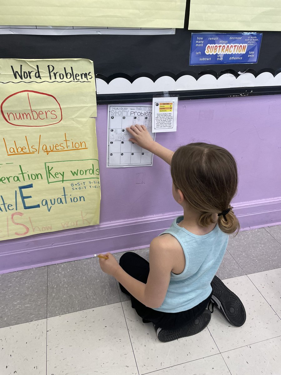 Task card stations to practice Multi-Step Word Problems for the end of Unit 6 #MineolaProud @Jackson_Ave @MissZimmerman22 💪🏼🧠