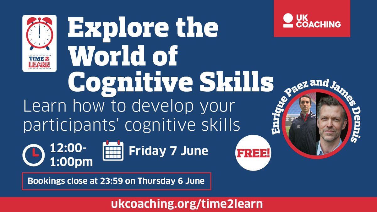 Our next Time2Learn webinar can help you identify the cognitive skills that have an impact on success in your sport or physical activity - enabling you to train the brain for peak performance 🤝 Discuss this with other members of the coaching family 👇 bit.ly/3JPuJfo