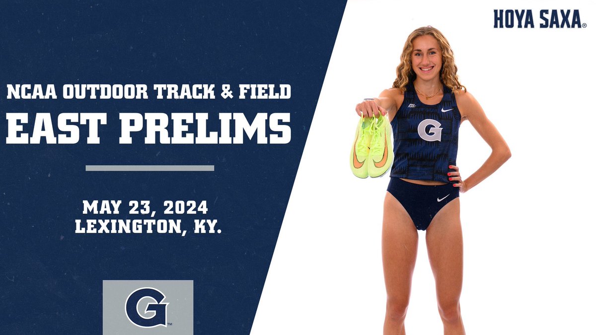 EAST PRELIMS DAY ✌️ The action on the track is moved up three hours early - first event for the Hoyas starts at 3:30 p.m. ET‼️ 🏟️ University of Kentucky Outdoor Track and Field Facility 📍 Lexington, Ky. ⏱️ flashresults.ncaa.com/Outdoor/2024/F… 📺 ESPN+ #HoyaSaxa 👟