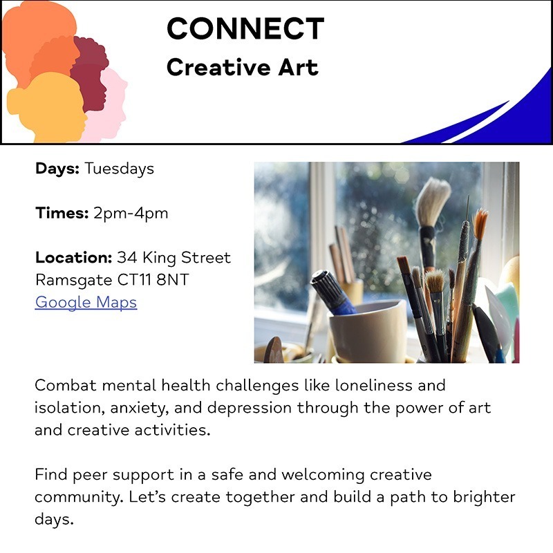 Would you like to join our Creative Art group on Tuesdays? 
Find peer support in a safe and welcoming creative community. 
Head over to the East Kent Mind website and click on Wellbeing Activities where you will see the registration form.
#ramsgate #eastkent #creativeart #art