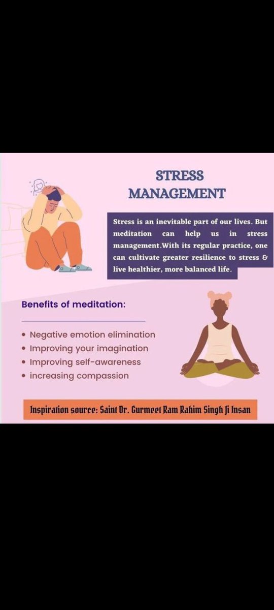 There are so many problems in life but tension is not the solution.Saint Dr Gurmeet Ram Rahim Singh Ji Insan says meditation increases willpower & it helps to find the solution.
 #StressFreeLife #Stressfree 
#StressManagementTips 
#GiveUpWorries #Tensionfree
#staystressfree