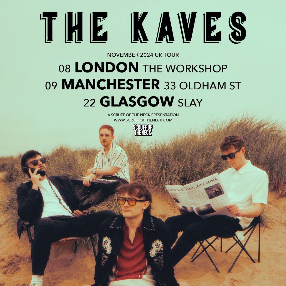 thekaves_'s tweet photo. BIG NEWS!!

We will be hitting the road in November playing our first ever shows in London and Manchester. Then we will return to play our biggest hometown show to date.

Tickets for these shows will go on sale tomorrow at 10am https://t.co/JzctuWT5bM