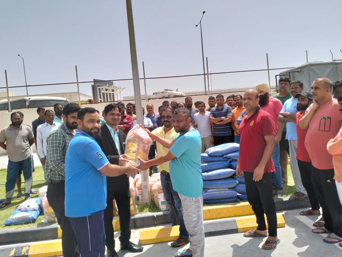 As a part of Embassy's commitment towards support and welfare of Indian nationals in Qatar Embassy distributed 35 food kits to the needy workers.@MEAIndia @DiasporaDiv_MEA