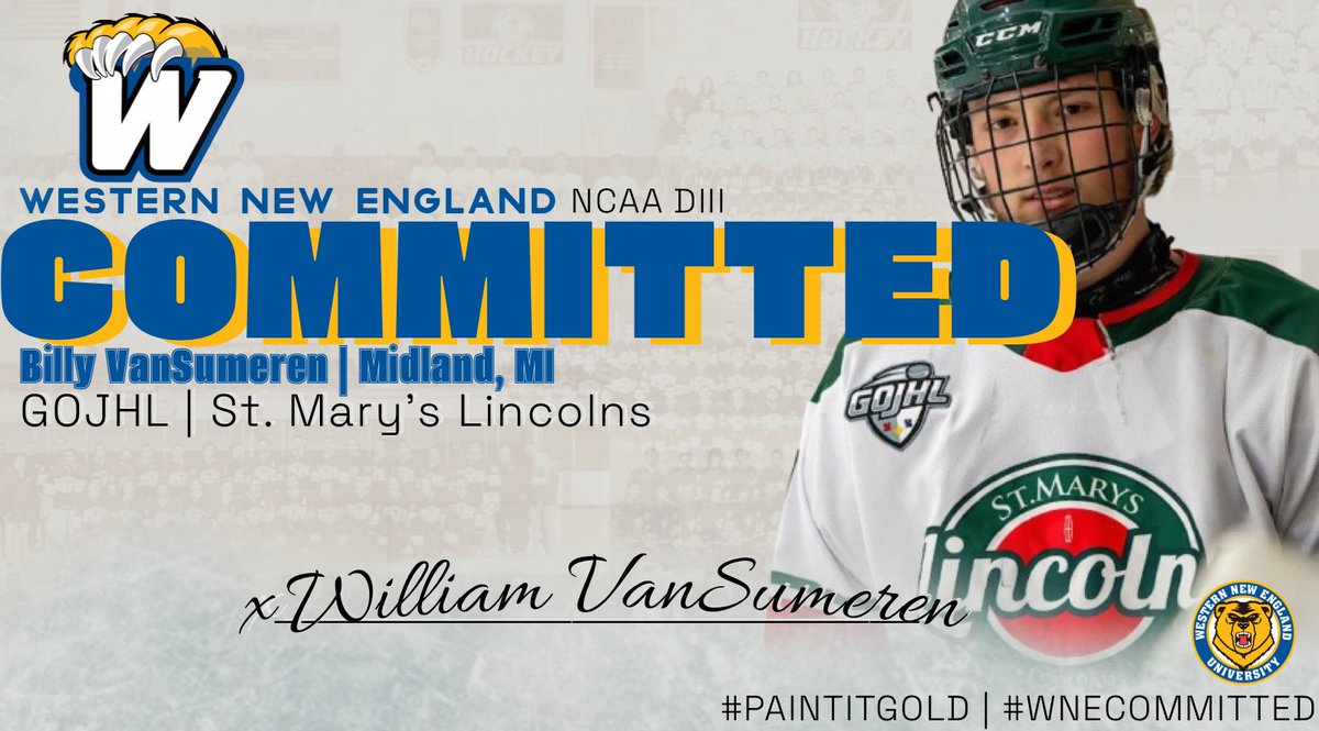 🆆elcome to the Family! @stmlincolns forward Billy VanSumeren joins @WNEU_MIH for Fall ‘24 #EarnIt | #PaintItGold