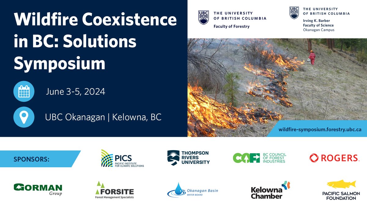 Time is running out to attend our upcoming Wildfire Coexistence in BC: Solutions Symposium! Register before it's too late!⏰ 🗓️ June 3-5 📍UBC Okanagan 🔗 Register: bit.ly/4asM89C #UBCForestry #WildfireSymposium