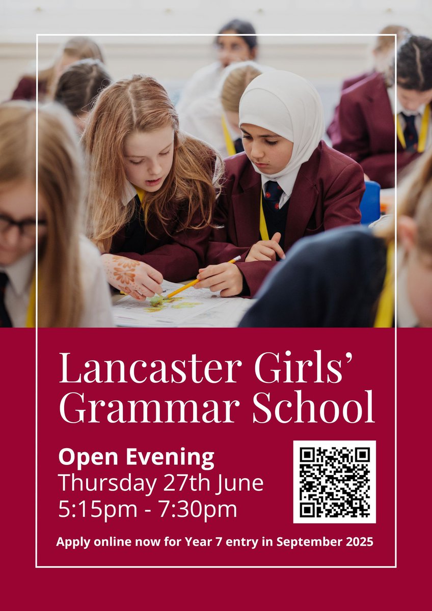 On Thursday 27th June, our school is hosting an open evening for Y7 entry in September 2025. For more information, or to register online for the 11+ entrance test, please follow this link to the admissions page of our website: lggs.org.uk/admissions/yea…