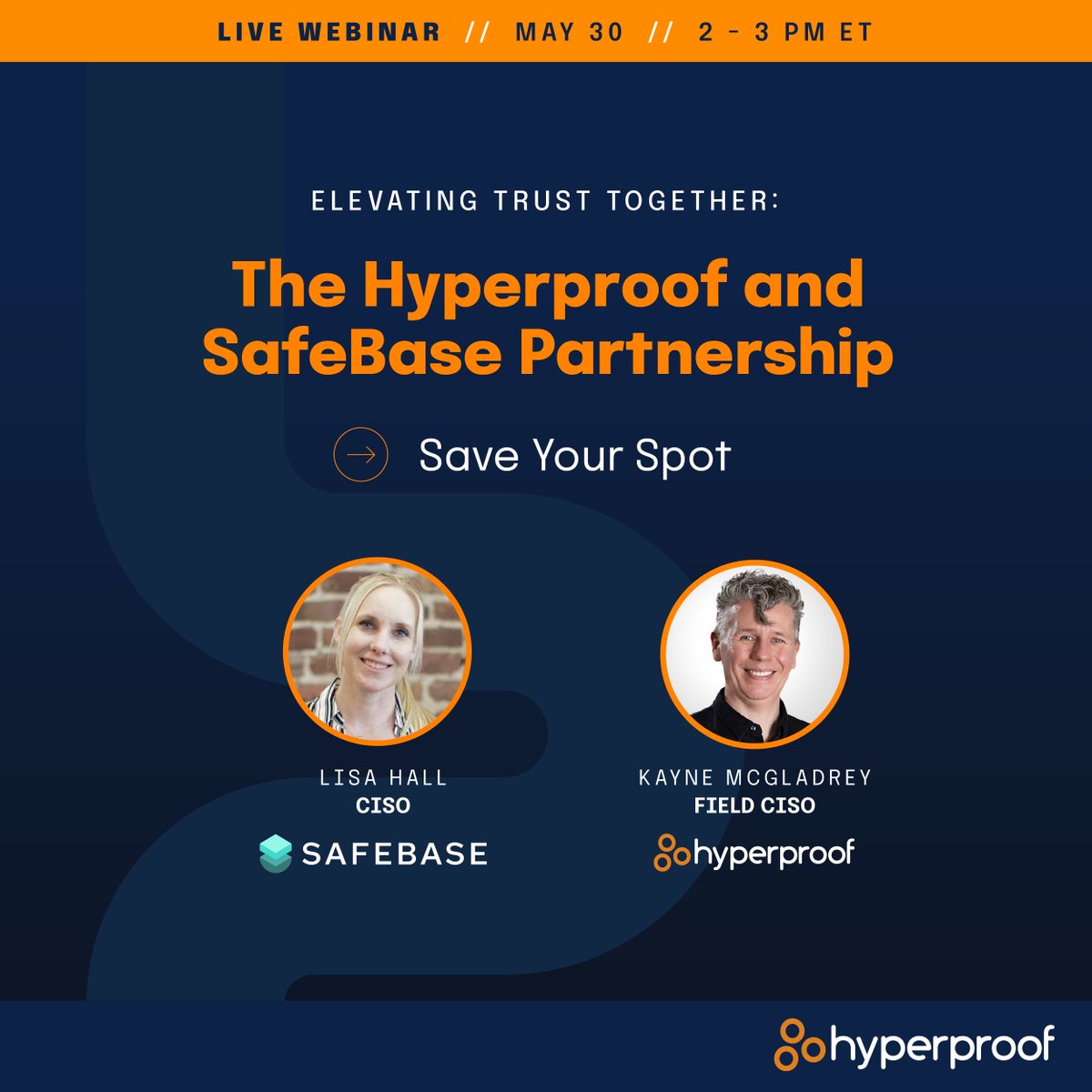 Join us and @SafeBase as we explore the Hyperproof and SafeBase Partnership on May 30 at 2pm ET!

Register now: okt.to/VXUJ0x