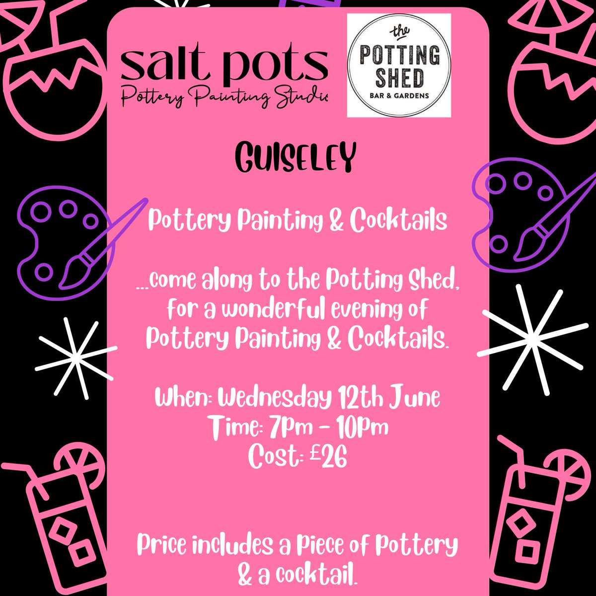 POTTERY PAINTING 🖌️
Potters, join us for a fantastic night of Pottery and Painting down at The Shed!
Spaces are limited so get in touch quick if you'd like to reserve your space.

Book now⬇
bookings@pottingshedbar.com