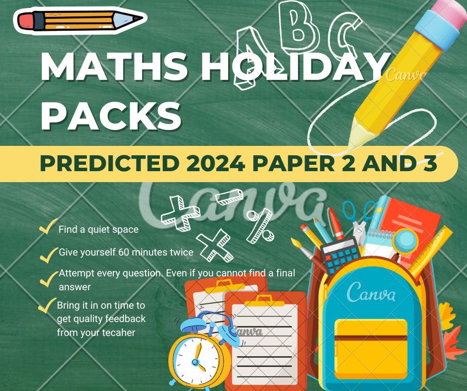 A reminder that Maths Holiday packs have been sent out with students. Worked solutions can be found be following the links in the year 11 google classroom.