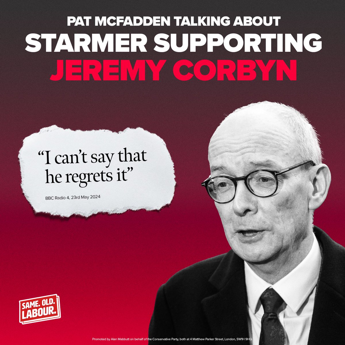 Starmer backed Corbyn when antisemitism ran rife in his party. He backed his anti-British views. He backed his anti-defence views. Does he regret it? Not. One. Bit.