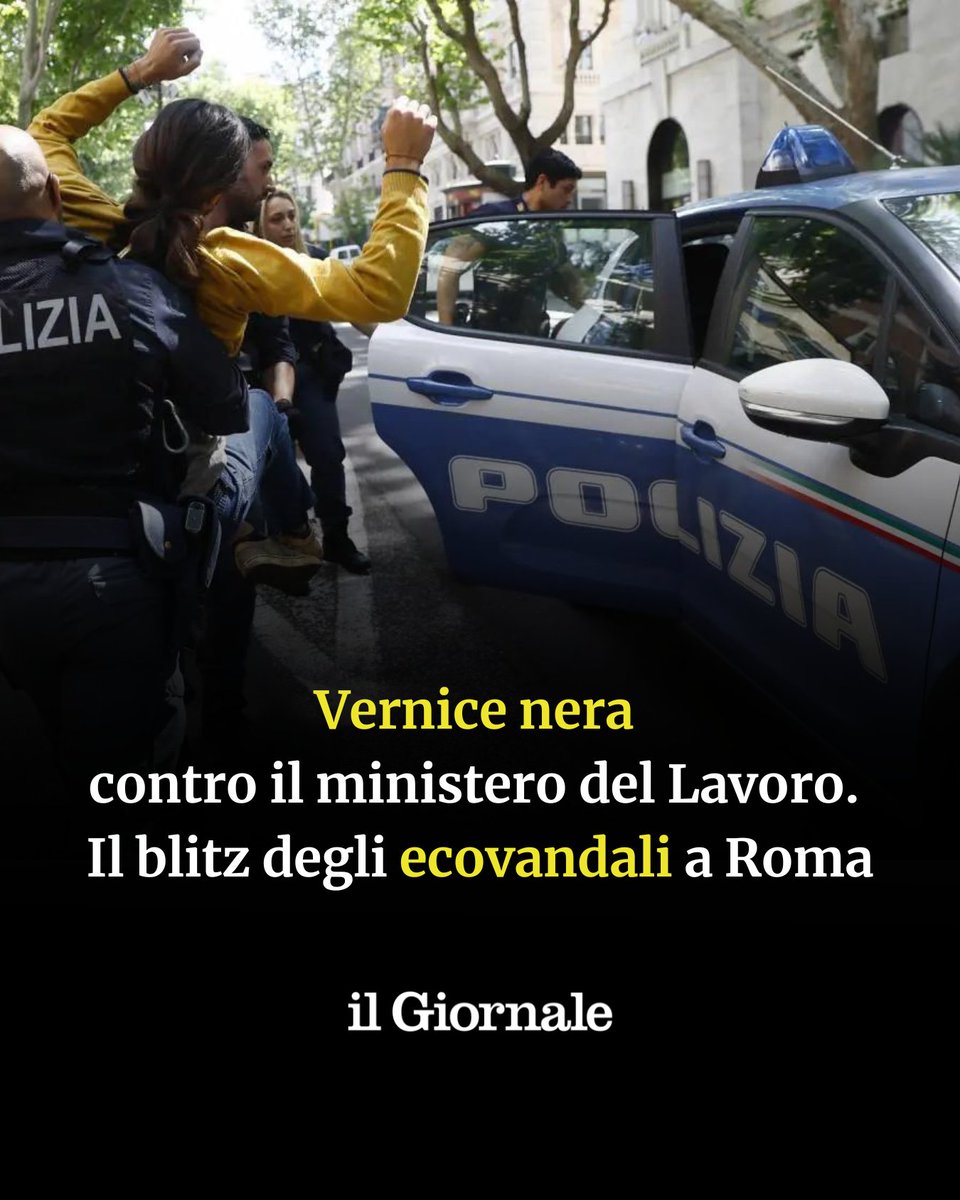 Ancora un blitz vandalico di #UltimaGenerazione contro un palazzo istituzionale. Un gruppo di due attivisti armati di estintore modificato si è presentato in via Veneto per spruzzare vernice nera sulla facciata del ministero del #Lavoro. ➡️ cstu.io/800aee