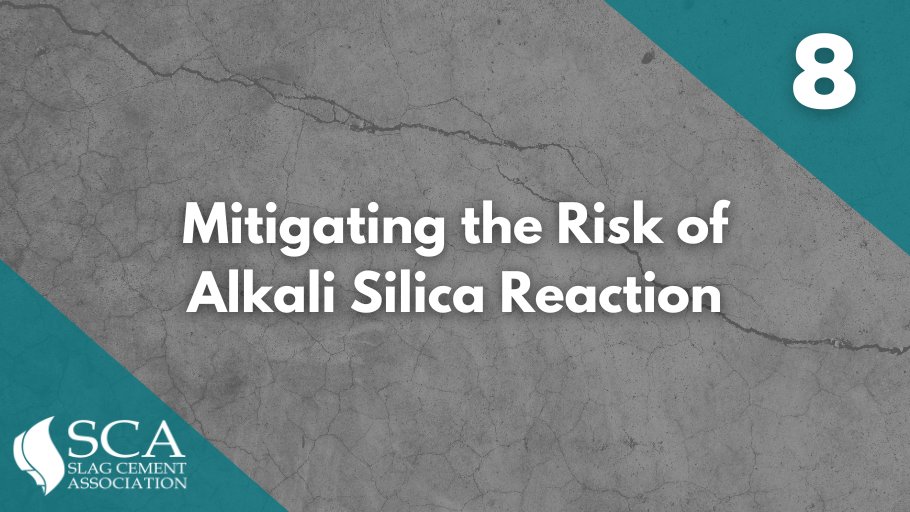 SlagCement's tweet photo. What is alkali-silica reaction? How does #slagcement mitigate ASR? Learn this and more in #SCA Info Sheet: Mitigating the Risk of Alkali Silica Reaction! Learn More: https://t.co/ctFIcEM5EN https://t.co/AxhSQgkVDY