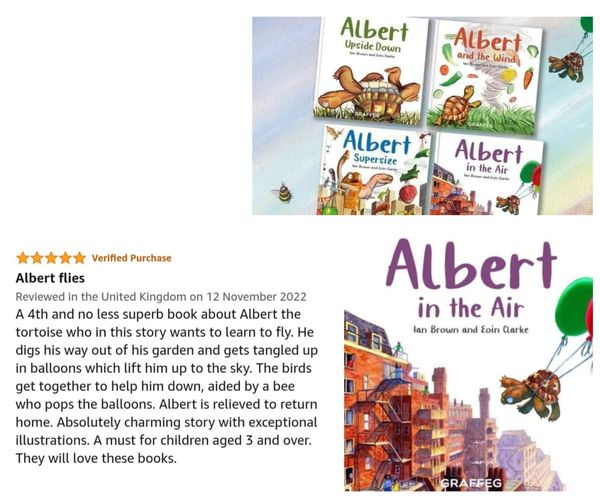 CHARMING, EXCEPTIONAL Super 5* #Praise for #ALBERTthetortoise #picturebook ALBERT IN THE AIR. Please keep posting YOUR #BookReviews. #AvailableNow Six ALBERT #picturebooks, #BoardBook and #ActivityBook Alberttortoise.com #bookseries #tortoise #illustration #turtle #storytime