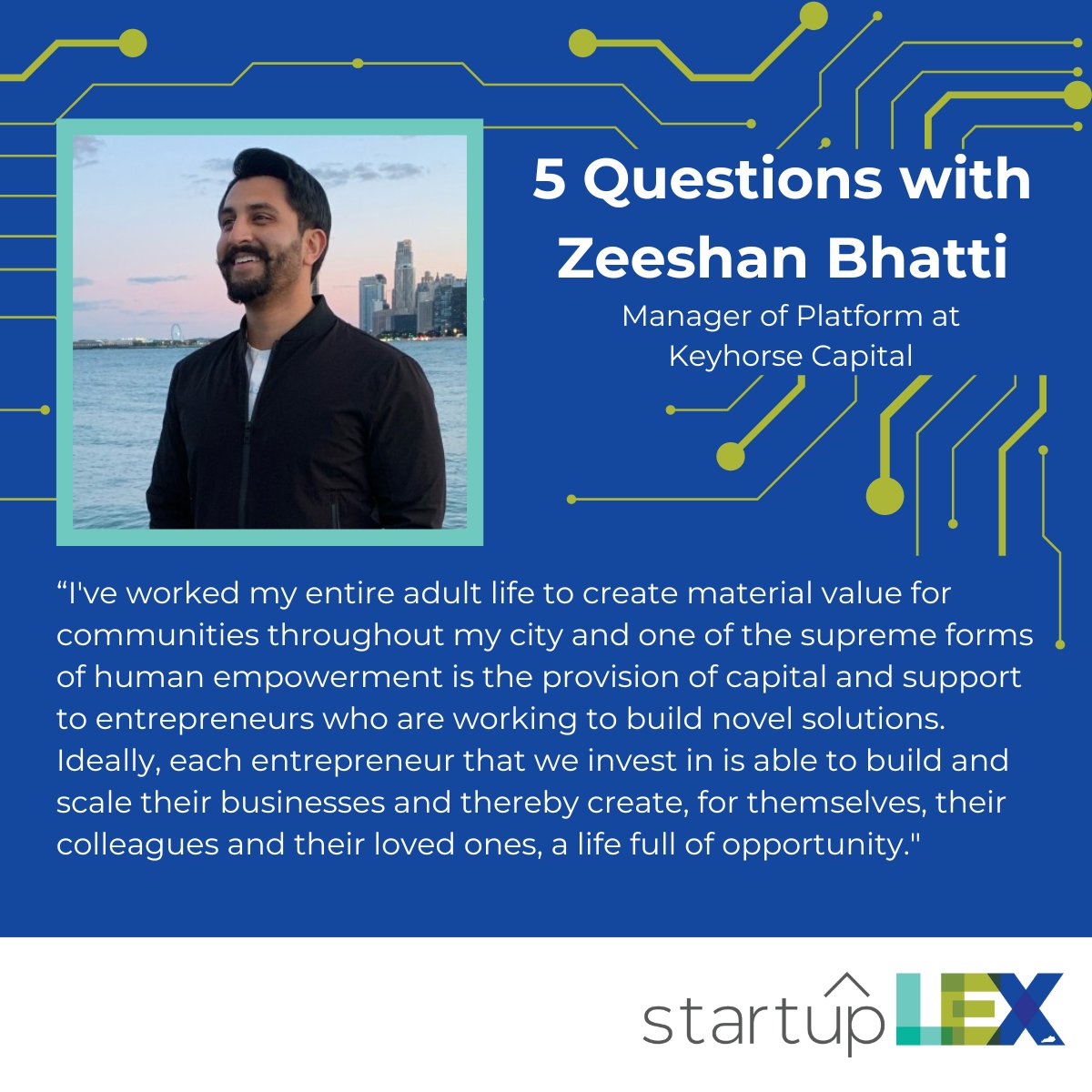 StartupLexKY's tweet photo. Meet Zeeshan Bhatti! Zeeshan is the Head of Platform at Keyhorse Capital.

Read our 5 Questions with Zeeshan ➡️https://t.co/LUVgrR73pQ

@keyhorsevc 
#investing #kyinvestors #startups #kystartups https://t.co/k2dkLmWwE7