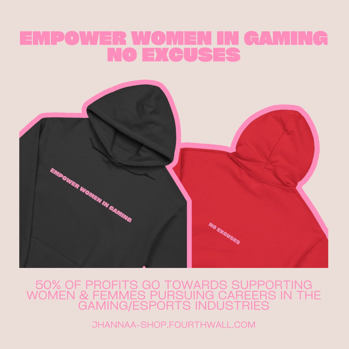 EMPOWER WOMEN IN GAMING. NO EXCUSES.

hoodies & shirts available in my merch store for a limited time

50% of profits go towards supporting women & femmes pursuing careers in the gaming/esports industries