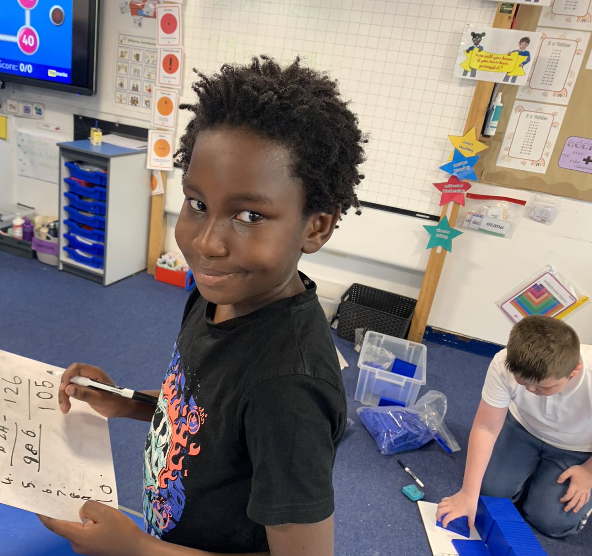 Today we tried out @Mr_Minchin Sticky Guys Times Table activity! With this we had a very active maths session with some hit the button, column subtraction, concrete materials and a bit of times table pong! Fun was had all round, and some great learning too! #OnlyatCanalView