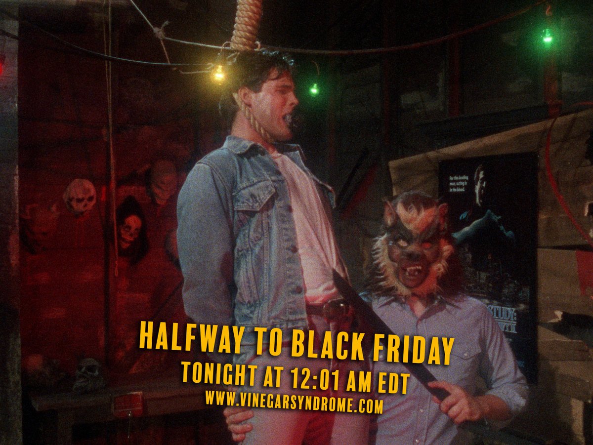 Halfway to Black Friday starts in just 5 hours, at 12:01 AM EDT. Be there or risk ending up on the chopping black... Only at VinegarSyndrome.com!