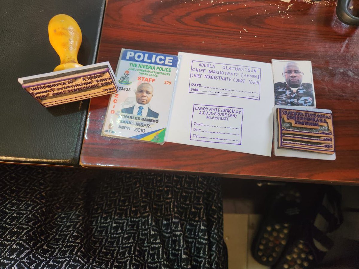 POLICE ARREST MAN FOR FORGING LAGOS MAGISTRATES’ STAMPS AND IMPERSONATING POLICE OFFICER Detectives of the State Criminal Investigation Department (SCID), Lagos State Police Command, have arrested one Charles Chukwudi 'm' aged 48 for forgery and impersonation. The suspect was