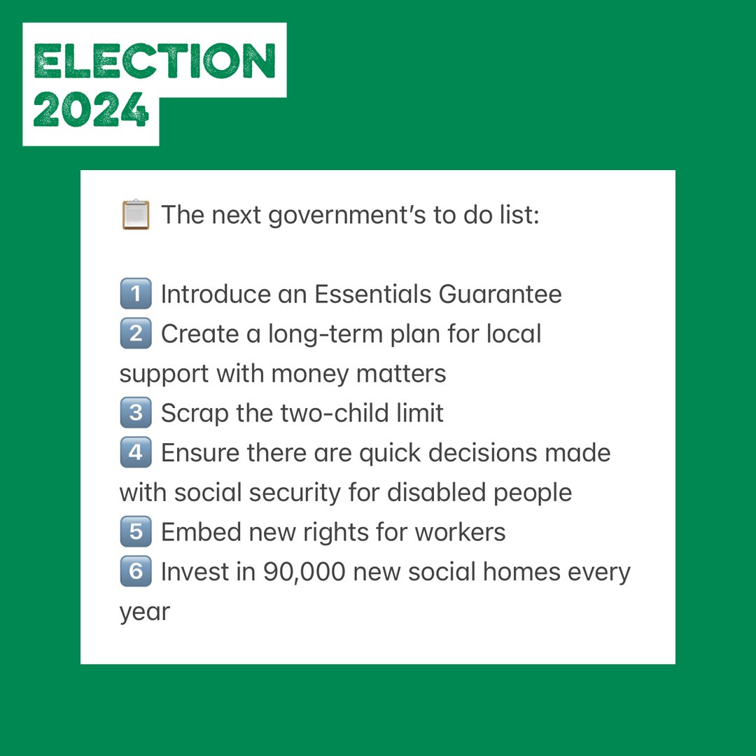 We're sure you've heard, a general election has been called! 📋 We want all political parties to commit to building a future where no one needs a food bank, so we've pulled together a to do list for the next government. Read more in our manifesto 👉 bit.ly/3yrGx5j