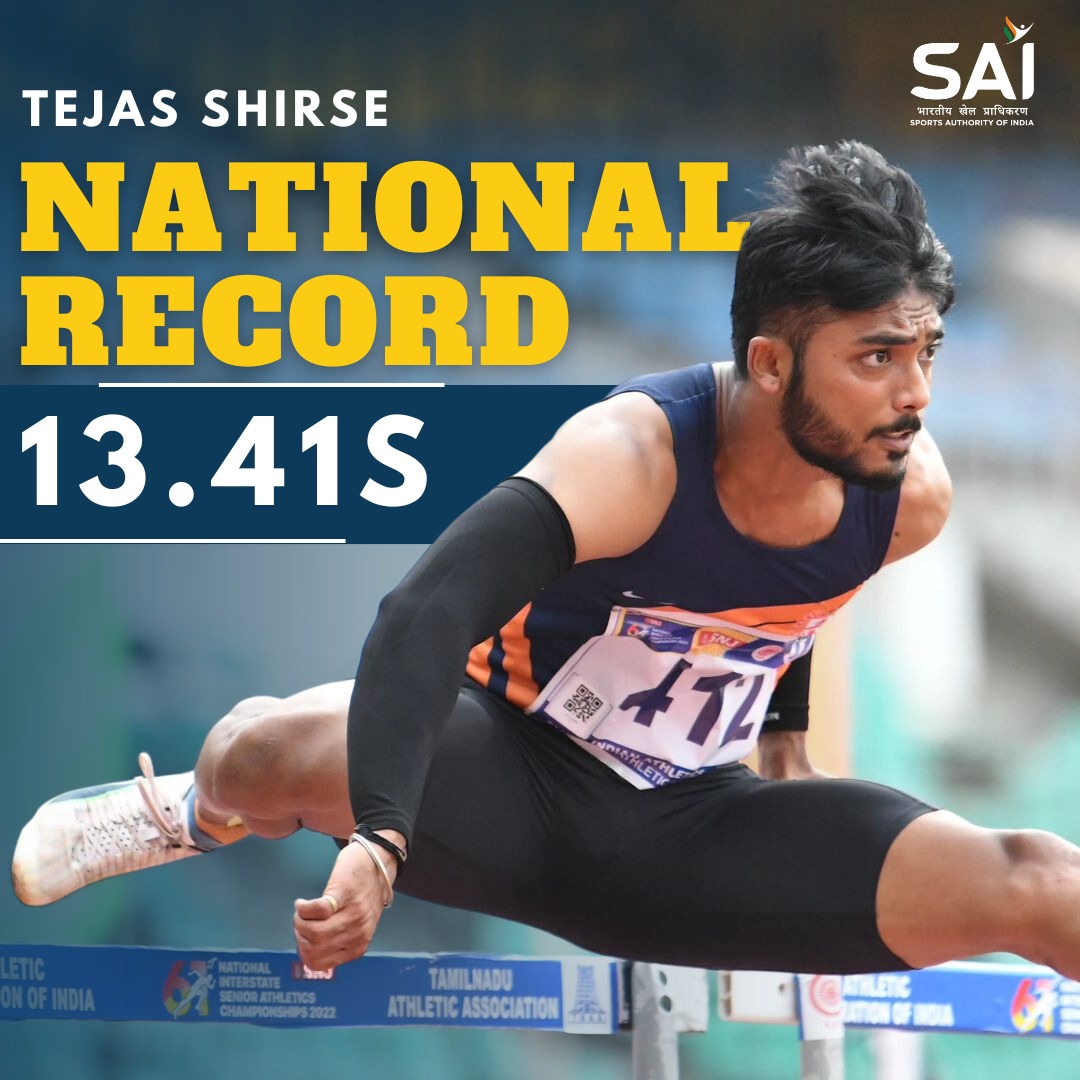The latest national record!🥳 Living the #Paris2024 dream Hurdle star @TejasShirse_ set a national record in Finland 🇫🇮 by clocking 13.41 seconds. Competing in the 110-meter hurdle, he finished on 🔝of the podium.