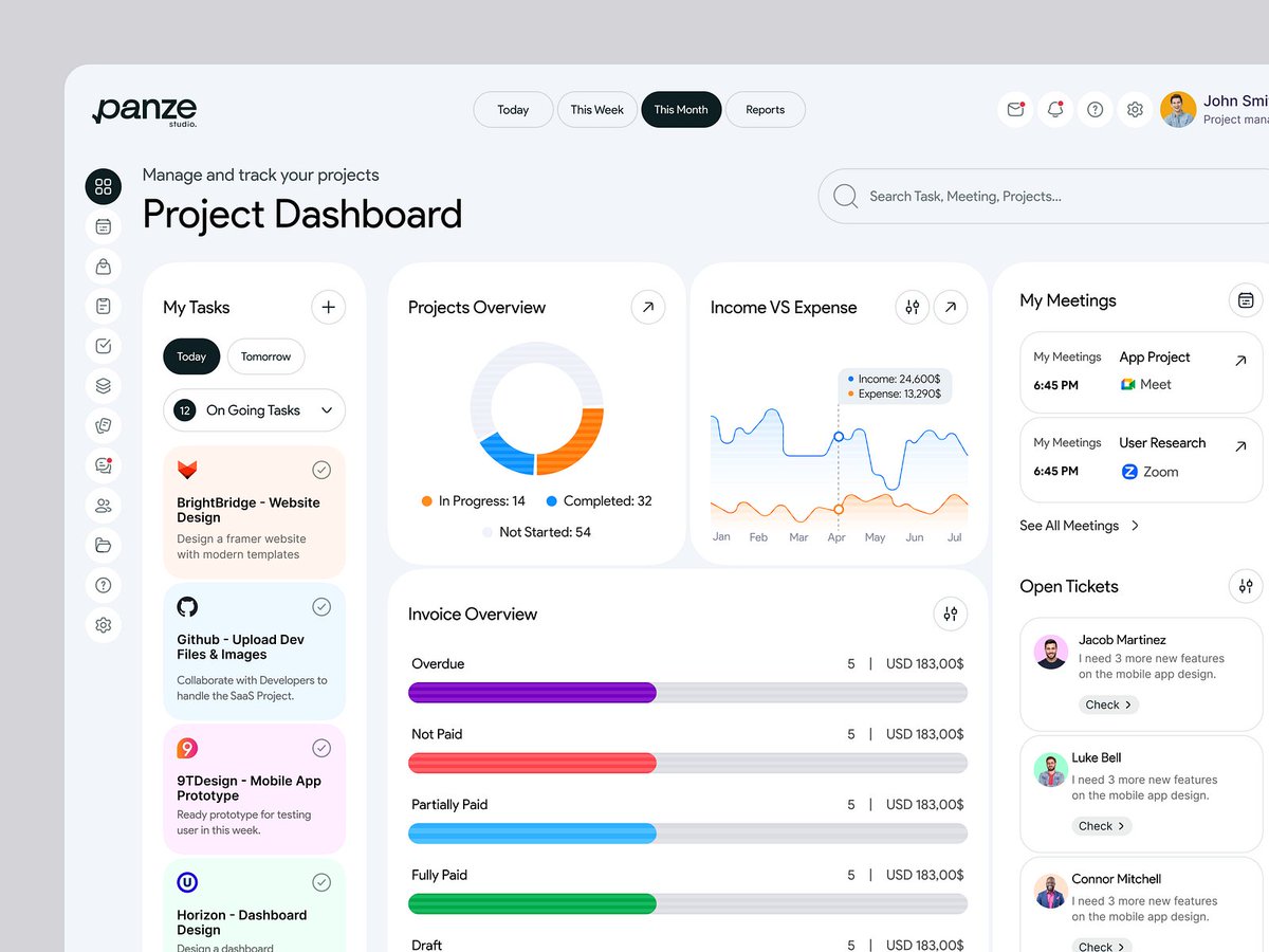 Project Management Dashboard

Checkout: lnkd.in/gAMNK7x3
.
Drop a mail for your project: hello@devignedge.com
.
#uidesign #uxdesign #designerlife #designer #inspiration #designoftheday #uidesigner #dribbble #behance #devignedge #mhmanik02 #wowrakibul #uiuxbywowrakibul