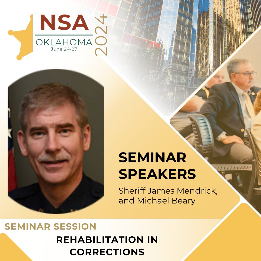 NSA 2024 Annual Conference Speaker Spotlight! #Sheriffs2024 Today the NSA highlights Sheriff James Mendrick, DuPage County Sheriff’s Office, IL, and Michael Beary, Executive Director, JUST of Dupage County Sheriff’s Office, IL. “Rehabilitation in Corrections” is a