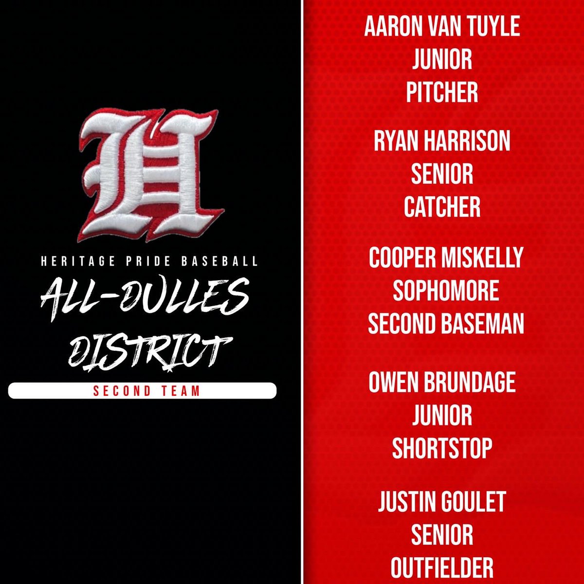 Congratulations to all of our players who earned All-Dulles District honors!