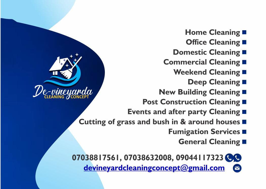 CrownclemJohn's tweet photo. Transforming spaces with professional, reliable, and eco-friendly cleaning services. 🧼🧹 From homes to offices, we’ve got you covered! Book today and experience the De-Vineyard difference. 🌿 📞 Call us at or chat us on 07038632008 #CleaningService #ProfessionalCleaning https://t.co/KYZpwv8NPS
