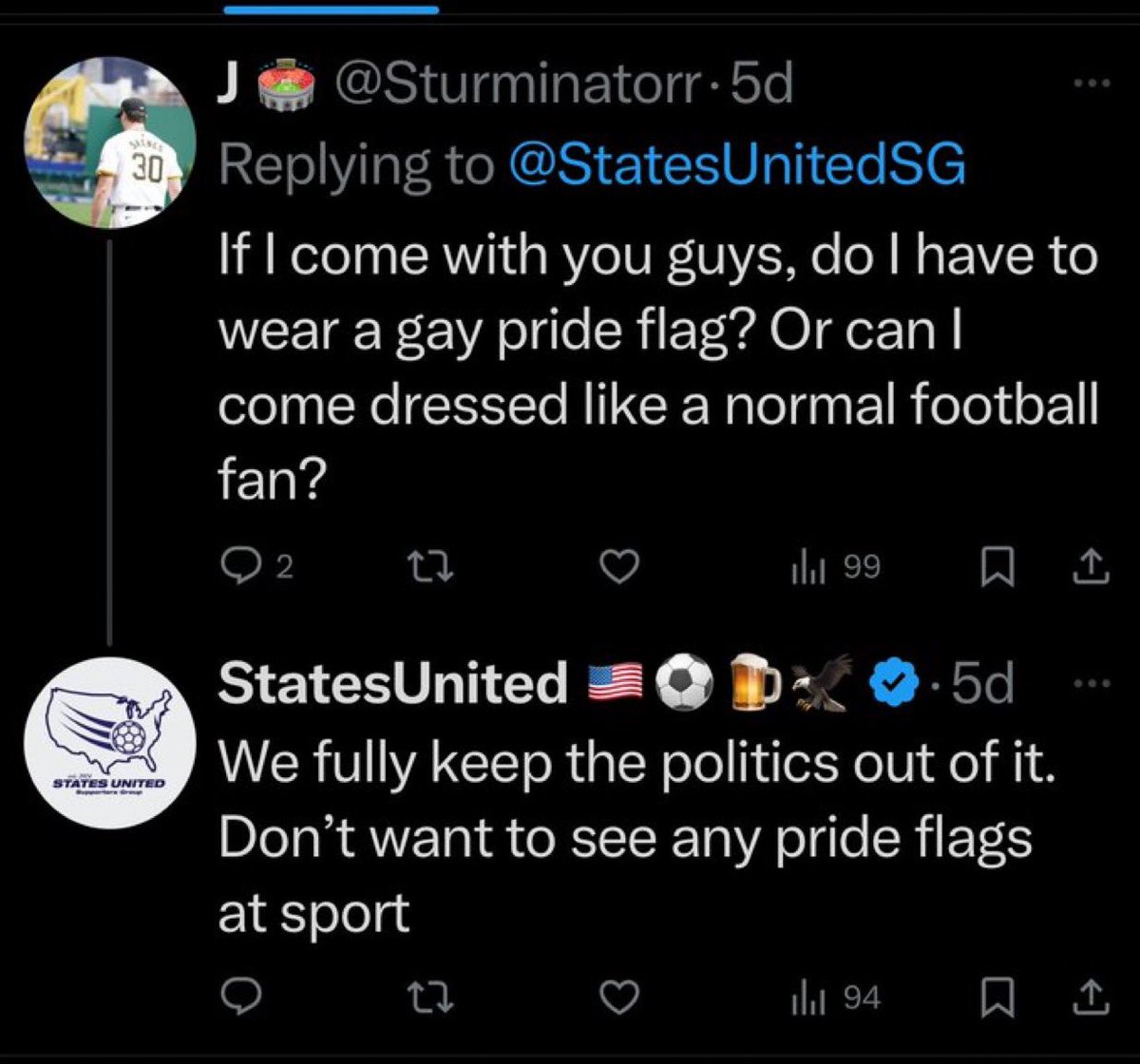 I don't wanna beat this horse too much, but besides the basic misunderstanding that this sport has always been political, you fundamentally misunderstand that the pride flag is not actually inherently political.