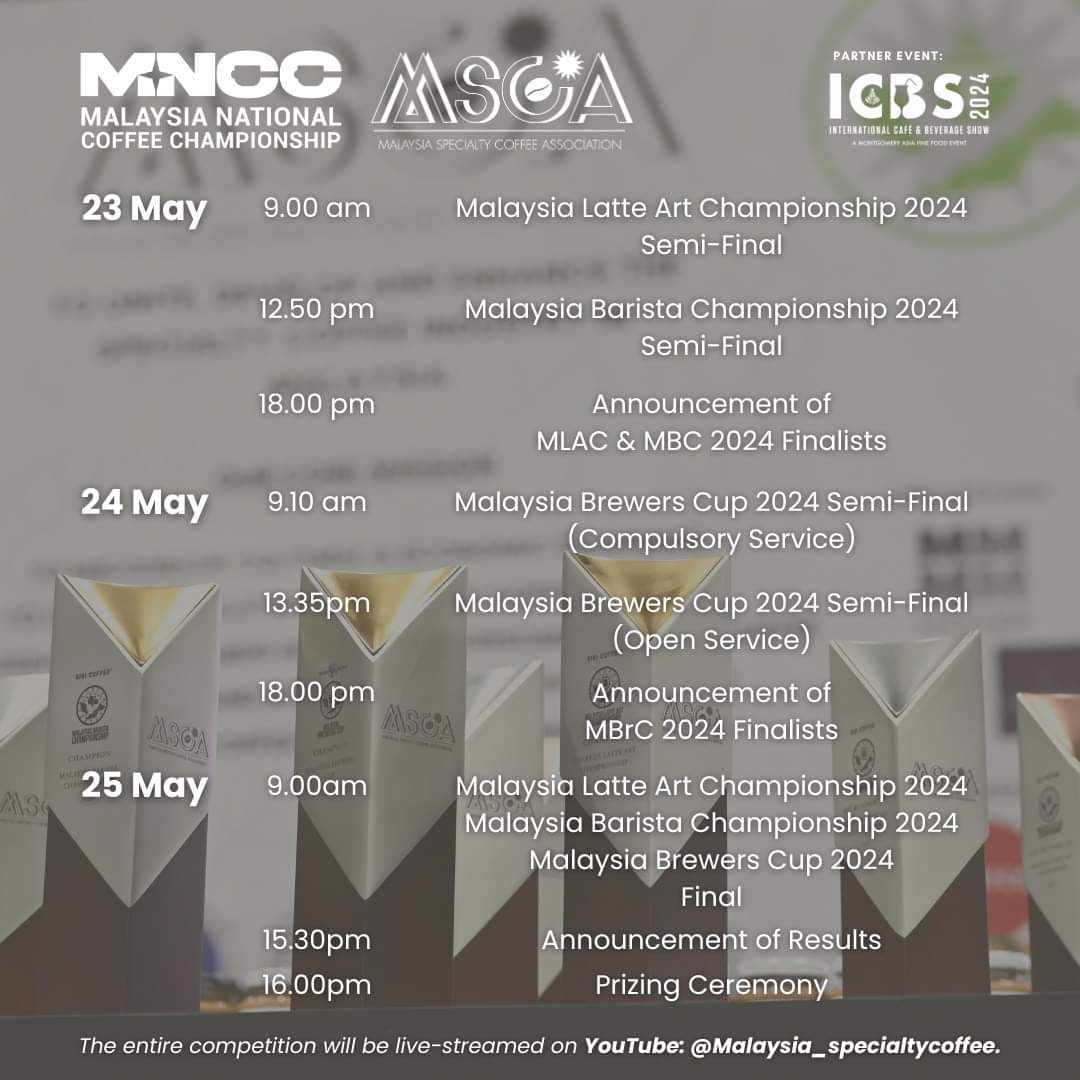 Catch the Malaysia Brewers Cup Championship 2024 tomorrow at Kuala Lumpur Convention Centre

Watch LIVE on YouTube here :
youtube.com/@malaysia_spec…

#MSCA #MNCC #MNCC2024