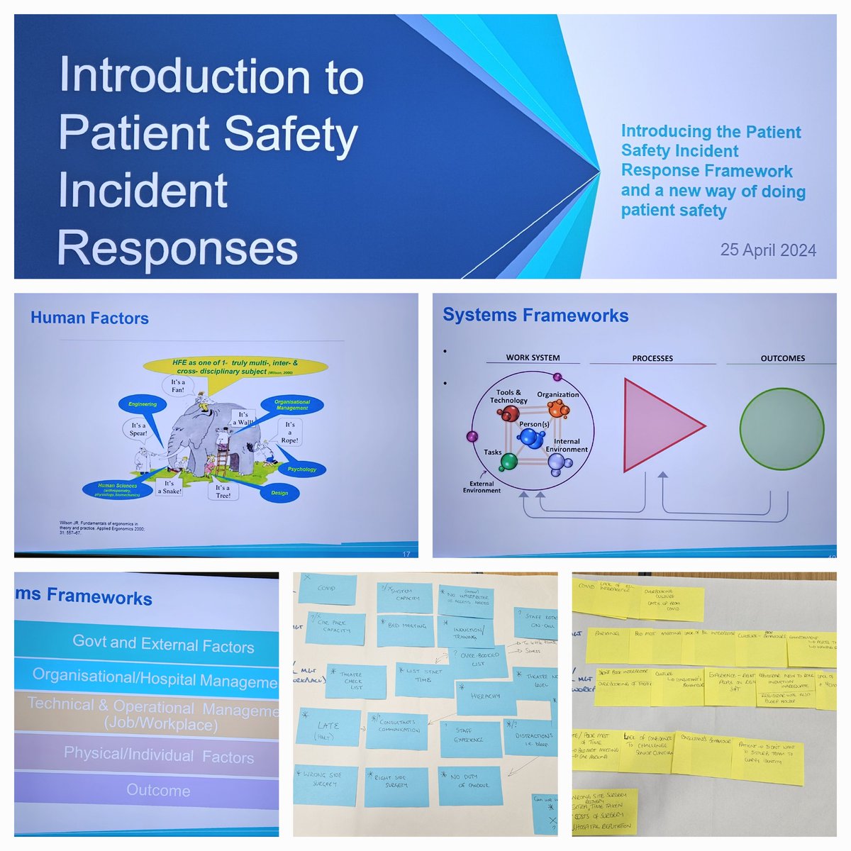 More teaching today, all day in the classroom, great discussion, wonderful interaction. Invitations to other areas to help their understanding of human factors. Feedback about previous observations completed and how they have helped. What a day! Loved it. #PSIRF #patientsafety