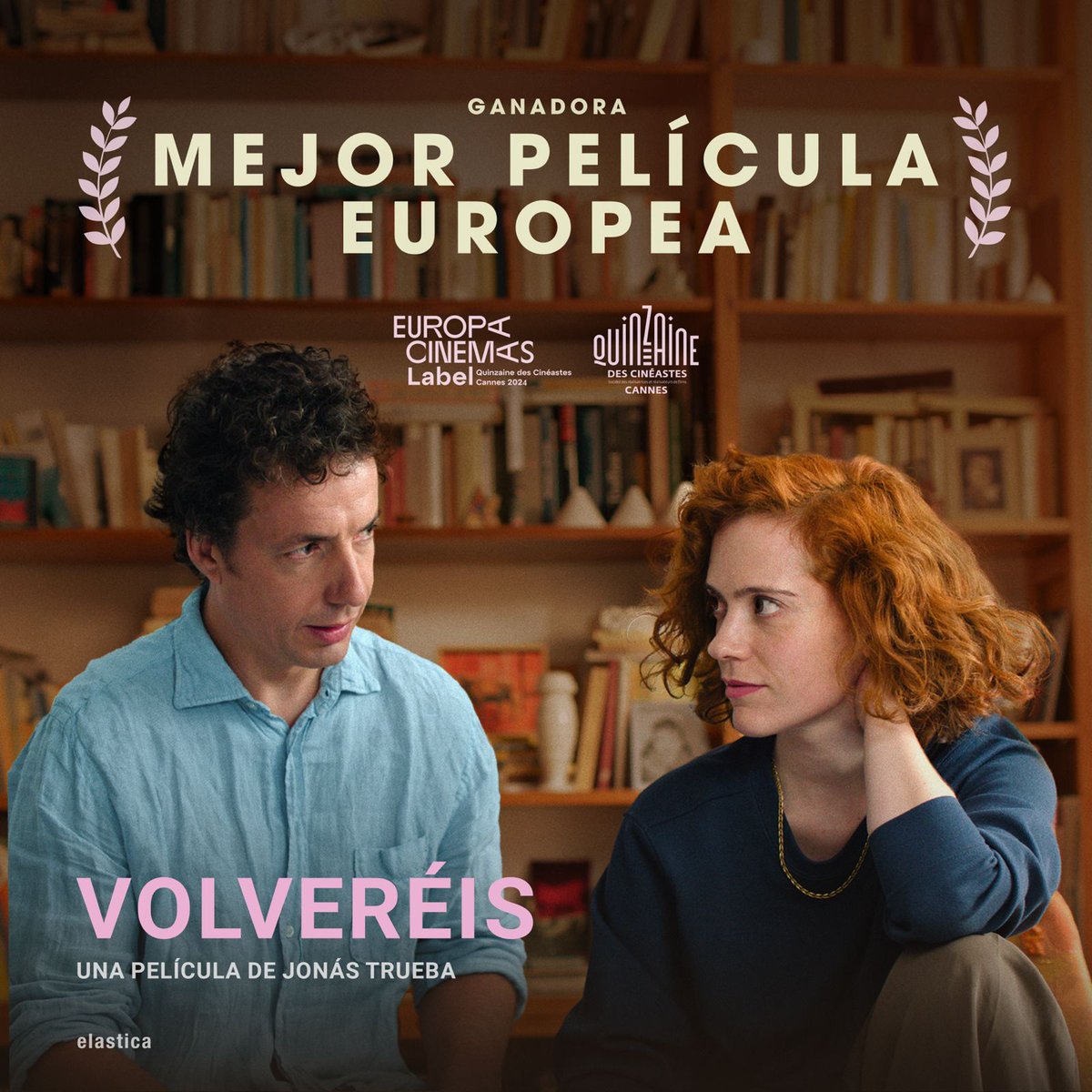 ElasticaFilms's tweet photo. ¡¡¡Alegría enorme!!!  🎉 🥳 

Volveréis se lleva el premio @EuropaCinemas a la mejor película de la @Quinzaine de #Cannes2024.

📝 Dice el jurado: "Escrita con humor e ingenio, la estructura circular de la película manifiesta generosidad de espíritu en su mirada inspiradora a las relaciones humanas. Es un faro agradable de positividad, que creemos atraerá al público de toda Europa."

Enhorabuena a Jonás Trueba, @itsaso_arana, Vito Sanz, Javier Lafuente de @LosIlusosFilms y a todo el equipo de la película. 👏👏👏  También a su coproductora francesa, Les films du Worso, y a su agente de ventas Memento International.

Por aquí no nos acabamos de creer que por tercer año consecutivo una película Elastica se lleva este premio, después de #Creatura en 2023 y #UnaBonitaMañana en 2022. ✨

¡Viva, viva y viva la Quincena de Cineastas!  
💛 💜 💛

#Volveréis #TheOtherWayAround #SeptembreSansAttendre
#QuinzaineDesCineastes #Quinzaine2024 #EuropaCinemas #FestivaldeCannes
#JonásTrueba #ItsasoArana #VitoSanz
