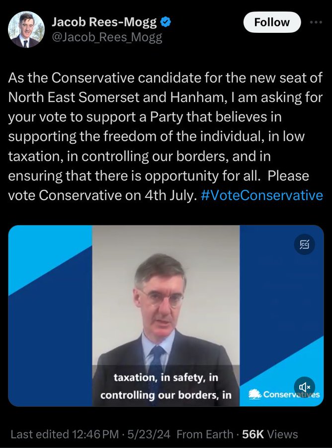 Jacob Rees-Mogg does not believe in opportunity for all.

He put £100m through his Tax Haven to dodge all tax, and had so little money in the UK that he had to loan himself £6m.

He does not pay his taxes, he is a parasite, a fraud.