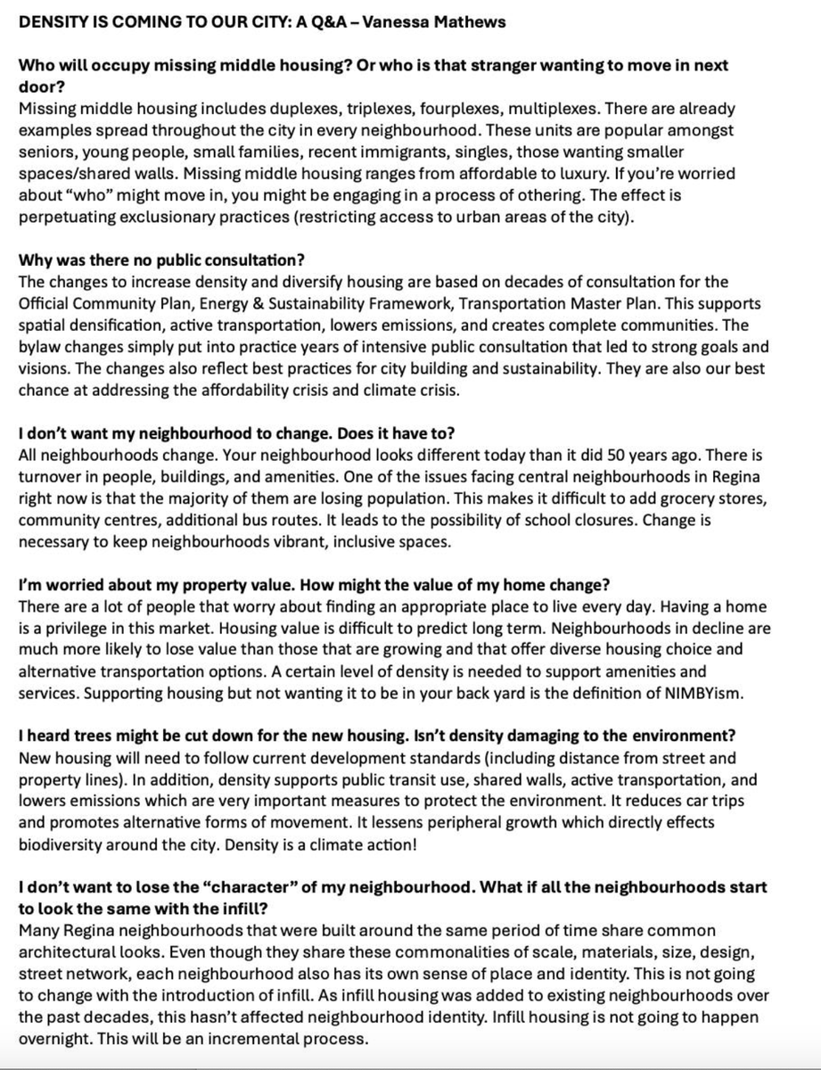 vanessakmathews's tweet photo. Reposting this Q&amp;A on increasing density in #yqr that I developed a few weeks back #SKpoli #yqrcc https://t.co/ixlvIoDxNE