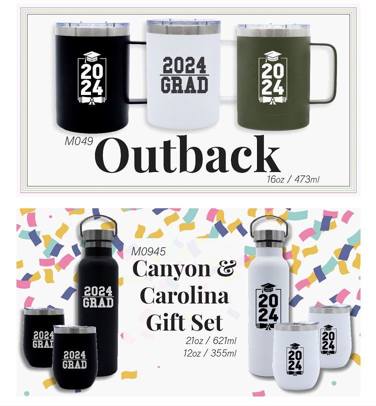 Buy for your Graduates Class of 2024.  Shop Our Drinkware &amp; Gift Sets  #Classof2024  #Graduation  #Drinkware  #GiftSets