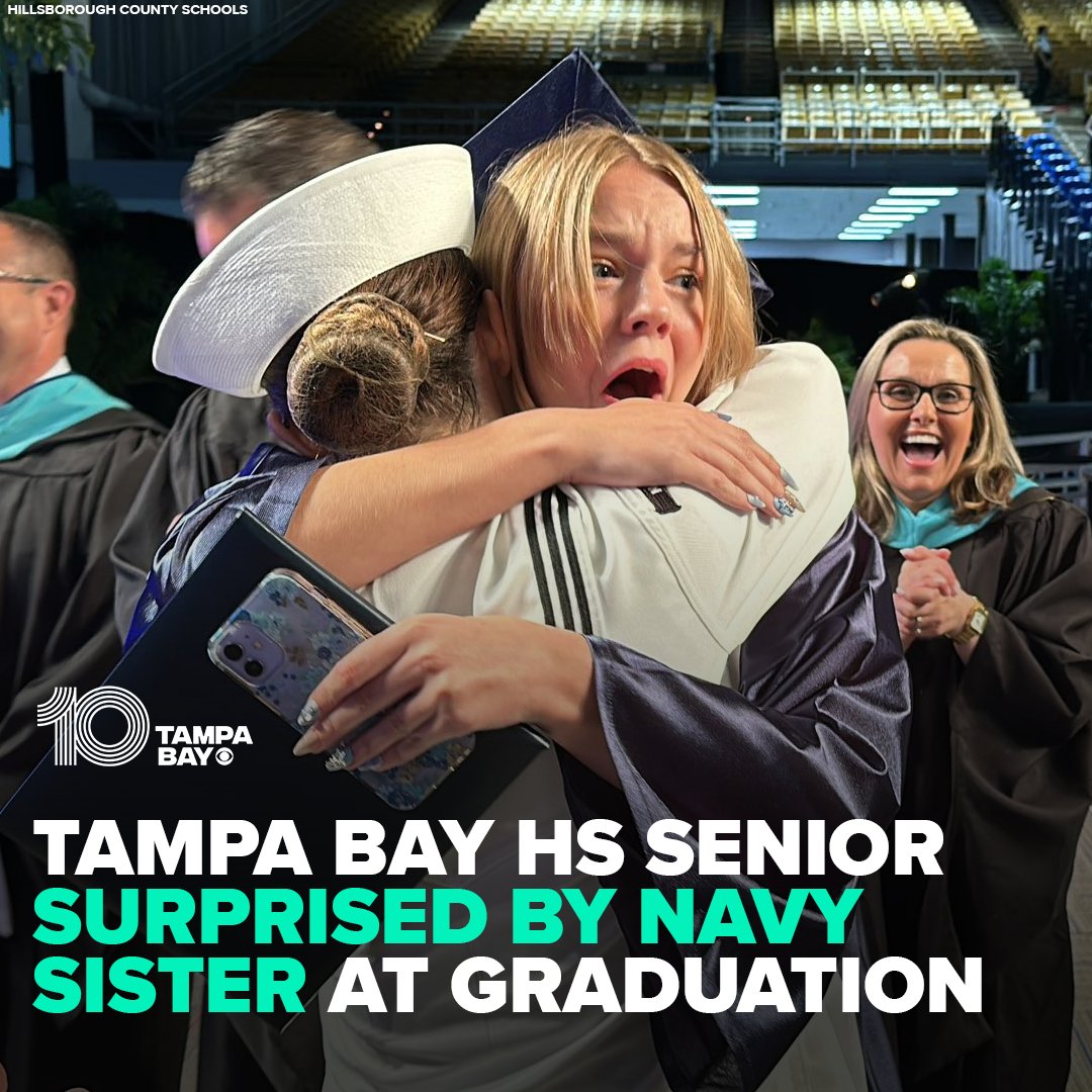"I CANNOT BELIEVE THIS" ♥🎓 Faith Brown choked back tears after her Navy sister surprised her at her graduation ceremony. 

"I thought you weren't going to make it!" Faith said as she hugged her sister. You'll need the tissues for this reunion 🤧: wtsp.com/article/life/h…