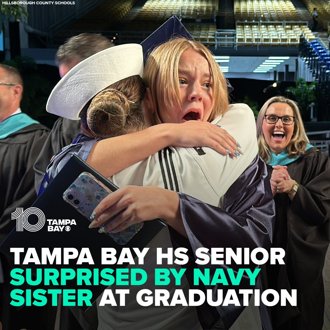 'I CANNOT BELIEVE THIS' ♥🎓 Faith Brown choked back tears after her Navy sister surprised her at her graduation ceremony. 'I thought you weren't going to make it!' Faith said as she hugged her sister. You'll need the tissues for this reunion 🤧: wtsp.com/article/life/h…