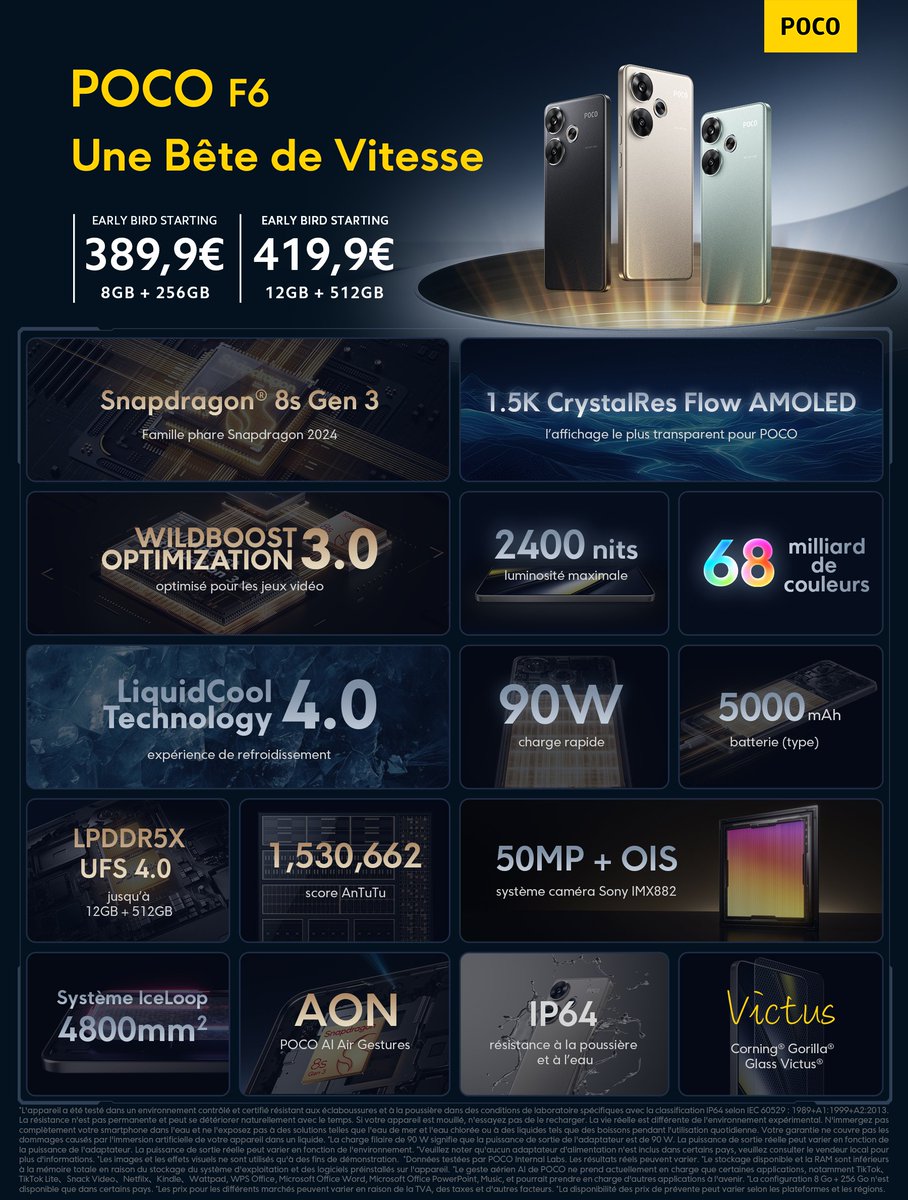 #SériePOCOF6
Découvrez les points forts de nos produits dévoilés lors de notre lancement d'aujourd'hui ! 🤓

Qu'est-ce que vous préférez dans cette série : design, couleur, charge ou performance ?

Dites-le-nous en commentaire pour tenter de remporter un #POCOF6 ! 🟡⚫️

Je