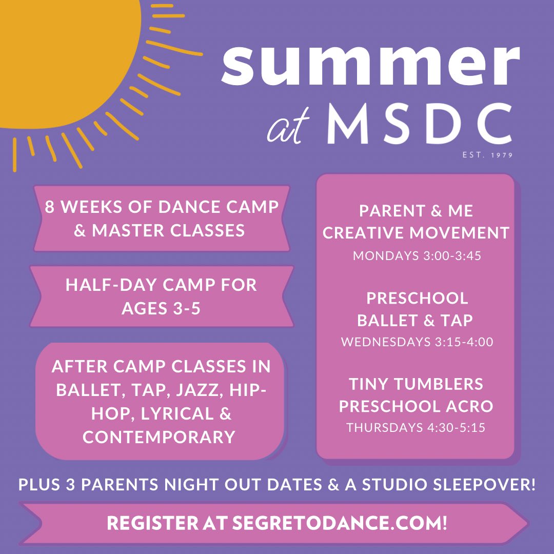 ☀️😎 Summer at MSDC is full of FUN! With weekly dance education, summer camp & more there’s something for every dancer 💫 Haven’t signed up for your summer at MSDC yet? Head to our website to reserve your spot! 

#summeratMSDC #dancecamp #dancestudio #kidsdance #daviefl