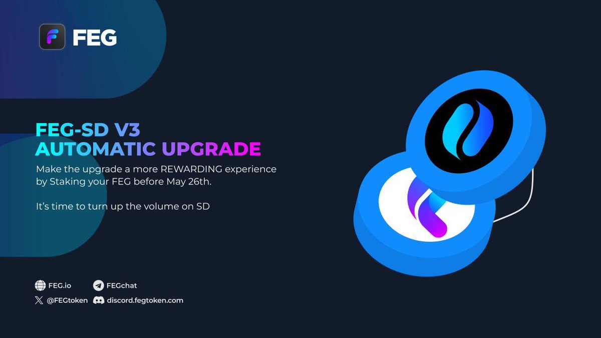 crypto_niazi's tweet photo. ‼️THINK STAKE‼️
Make your upgrade a more rewarding experience by staking your #FEGtoken before the 26th May 💸
HOW2STAKE for automatic upgrade - https://t.co/TX0ZlymXaH
💪🏽❤️🦍
#SmartDeFi #10DAYS2GO $BASE $ETH $BNB $STAKE YOUR #FEG https://t.co/eFlSKOyBh6